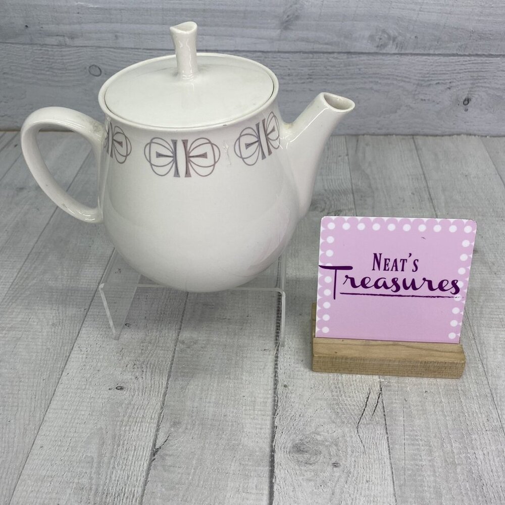 60's Franciscan MERRY-GO-ROUND Japan Gray Pink Border China 4 Cup Lidded Teapot
